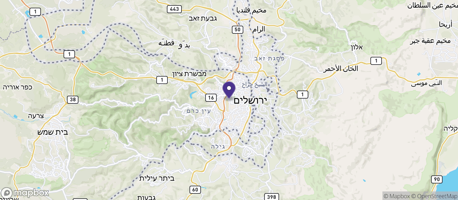 موقع متحف العلوم في القدس على الخريطة